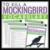 To Kill a Mockingbird Vocabulary Booklet, Presentation, Answer Key Definitions