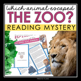 Close Reading Mystery Text Evidence Inference Activity - Animal Zoo Escape