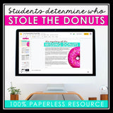 Close Reading Digital Mystery Text Evidence Inference Activity - Stolen Donuts