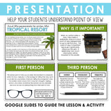 Point of View Slides & First, Second, & Third Person Digital Reading Activity