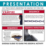 Sequence Text Structure Slides & Nonfiction Escape Room Digital Reading Activity