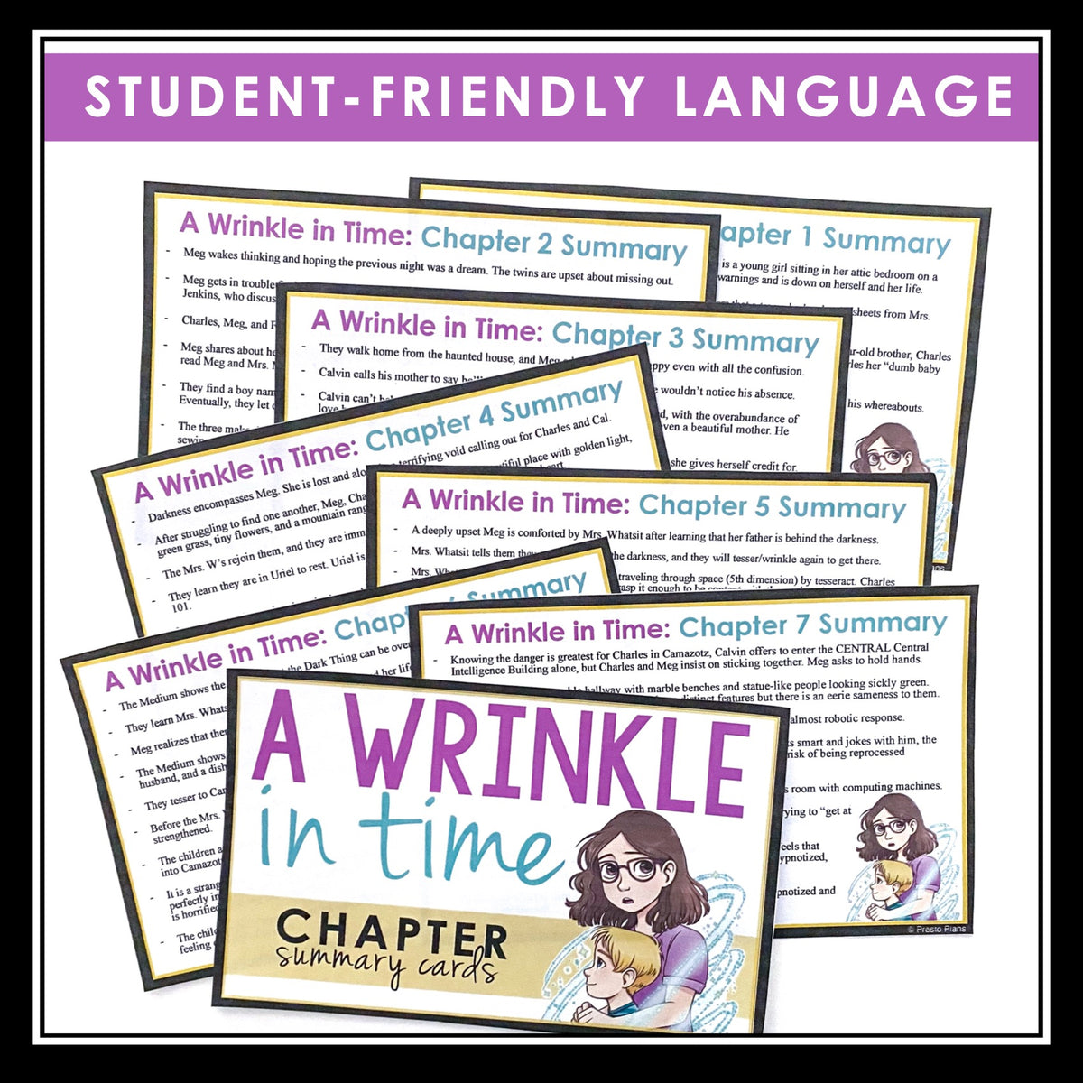 A WRINKLE IN TIME CHAPTER SUMMARY CARDS Presto Plans
