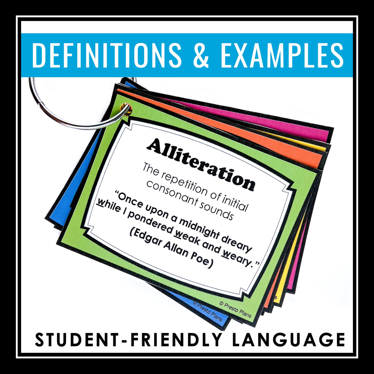 Figurative Language Flashcards and Posters Poetry Terms Study Cards