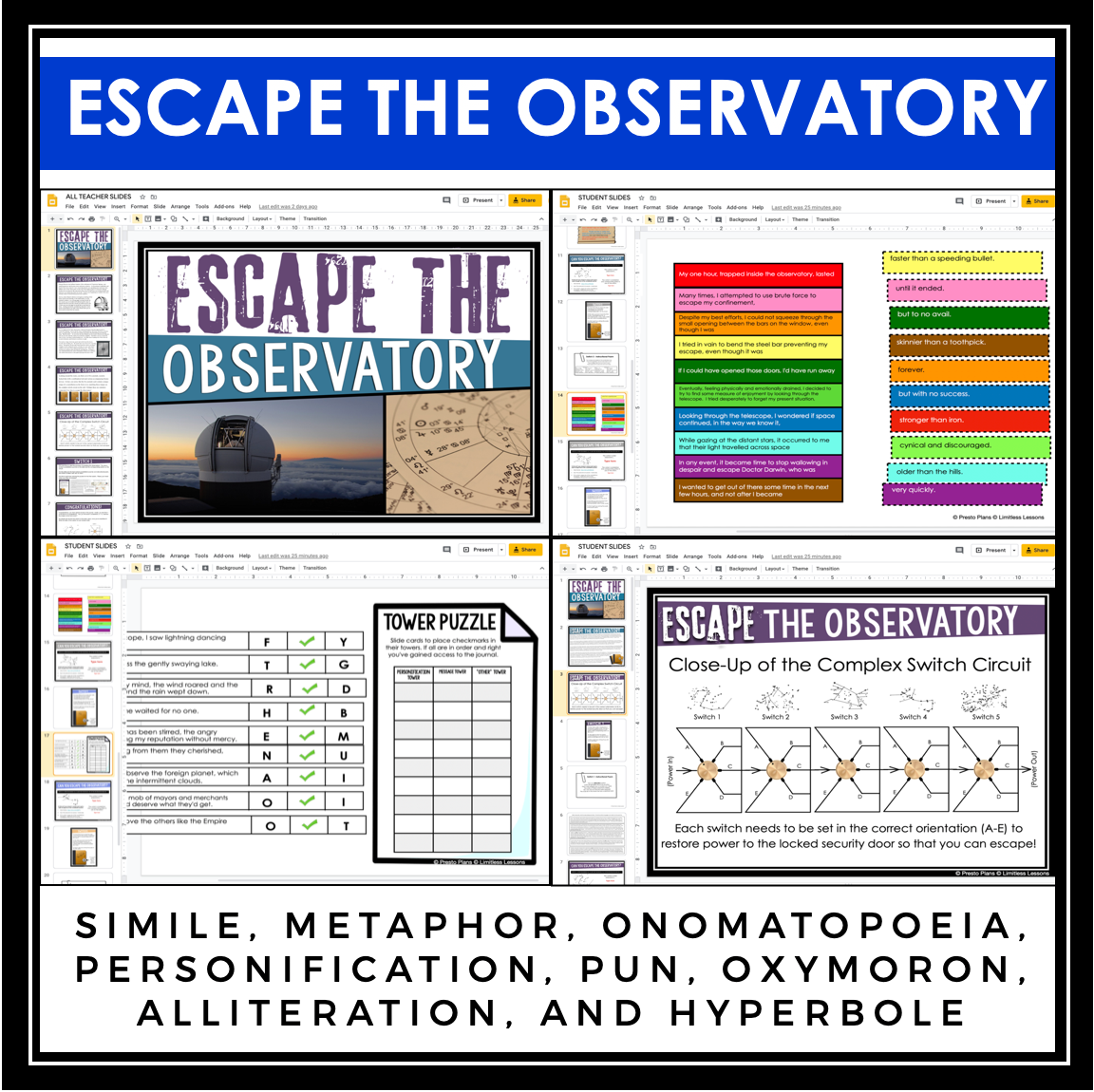 DIGITAL FIGURATIVE LANGUAGE ESCAPE ROOM BUNDLE Presto Plans