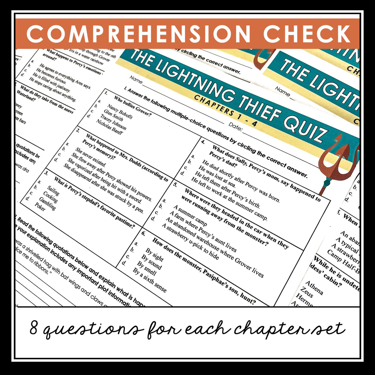 PERCY JACKSON AND THE OLYMPIANS THE LIGHTNING THIEF READING QUIZZES