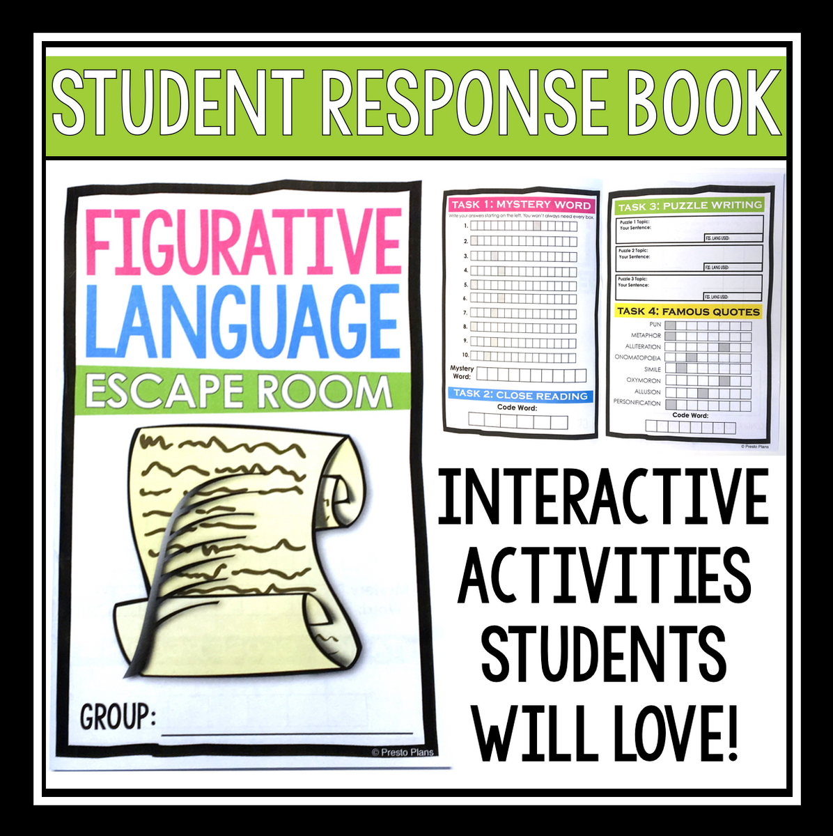 Figurative Language Escape Room Activity Literary Devices Breakout R