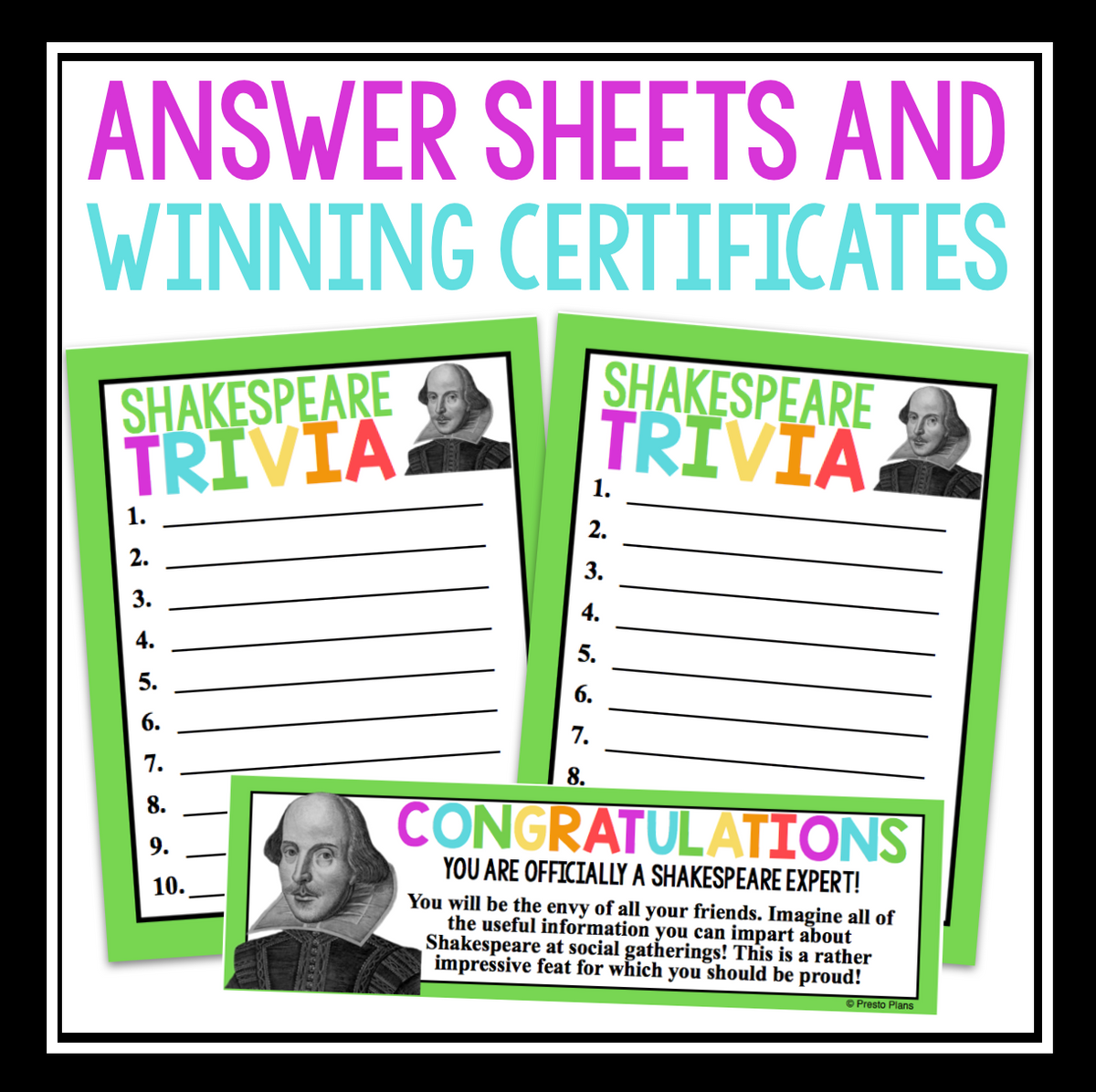 SHAKESPEARE GAME: TRIVIA – Presto Plans