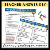 Percy Jackson and the Olympians The Lightning Thief Quizzes - Comprehension