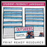 The Outsiders Chapter Summaries - Plot Summary Cards for S.E. Hinton's Novel