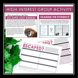 Close Reading Mystery Text Evidence Inference Activity - Animal Zoo Escape