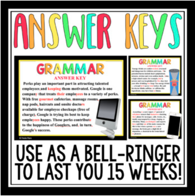 GRAMMAR BELL RINGERS PRESENTATION AND TASK CARDS Presto Plans