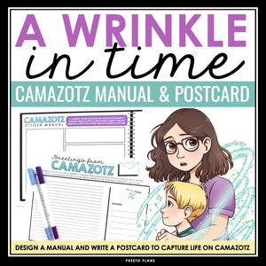 A Wrinkle in Time Activity - Camazotz Manual and Post Card Novel Assignments