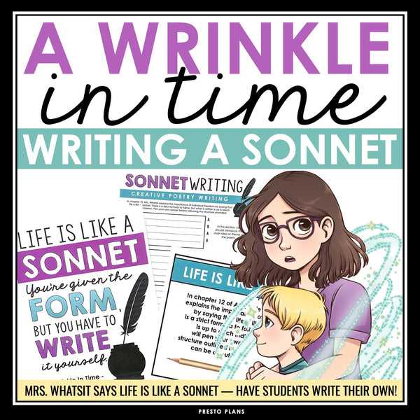 A Wrinkle in Time Activity - Writing a Sonnet Creative Novel Poetry Assignment