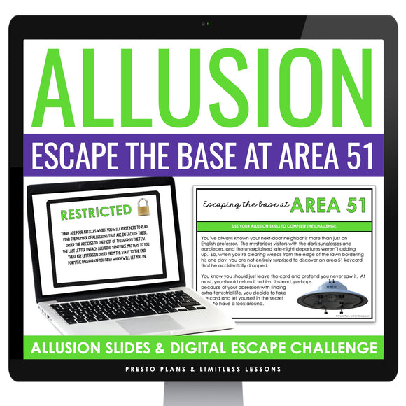 Allusion Introduction Presentation and Digital Escape Room Reading Activity