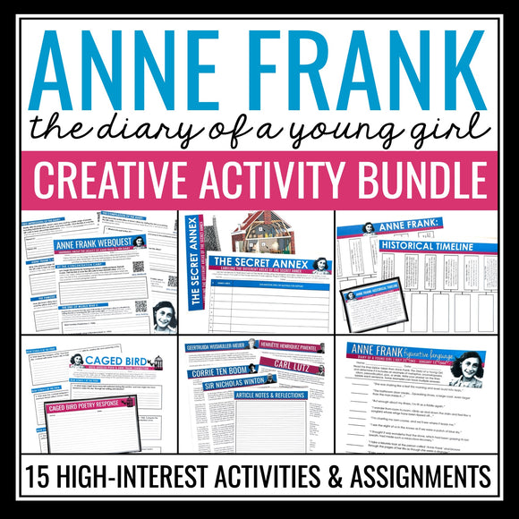 Anne Frank The Diary of a Young Girl Activity Bundle - Creative Assignments