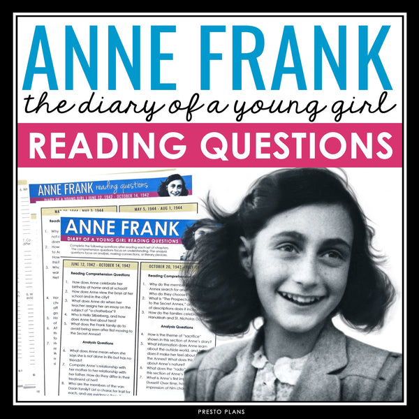 Anne Frank The Diary of a Young Girl Reading Questions Comprehension & Analysis