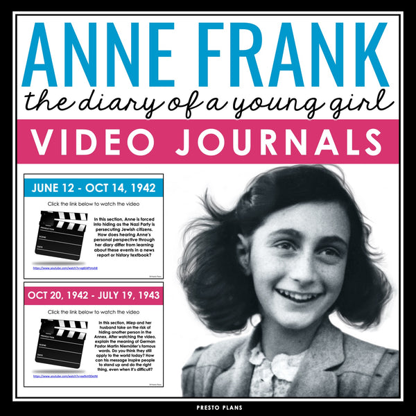 Anne Frank The Diary of a Young Girl Writing Prompts - Videos & Journal Topics