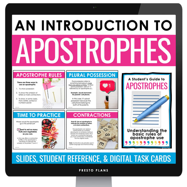 Apostrophes Grammar Rules Punctuation Digital Lesson - Presentation & Activities