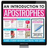 Apostrophes Grammar Rules Punctuation Digital Lesson - Presentation & Activities