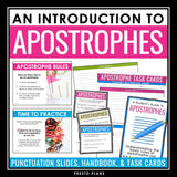 Apostrophes Escape Room Punctuation Digital Activity, Google Slides, and Quiz