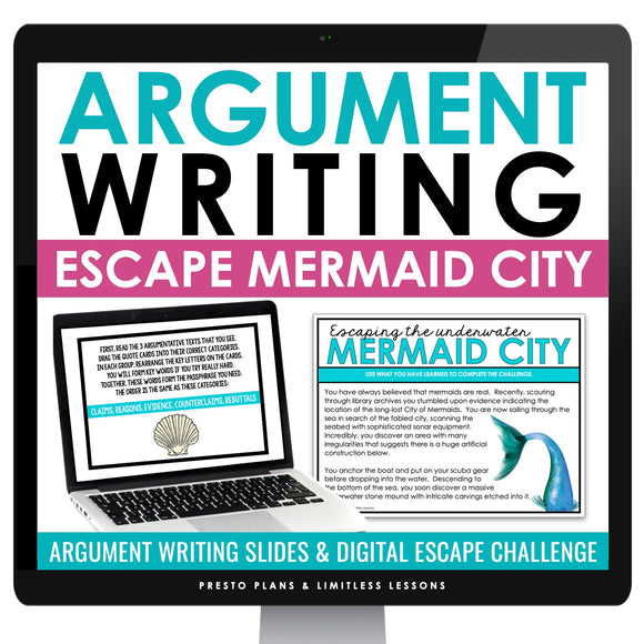 Argument Writing Introduction and Digital Escape Room Essay Reading Activity