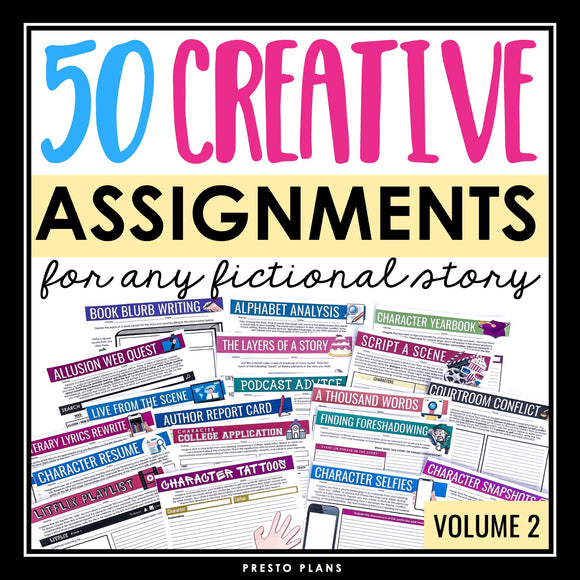 Assignments for Any Novel or Short Story - Fiction Reading Book Report (Vol 2)