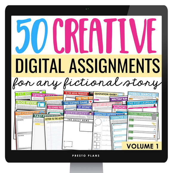 Assignments for Any Novel or Short Story - Digital Reading Response Book Report