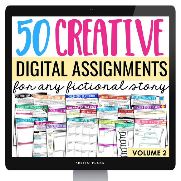 Assignments for Any Novel or Short Story - Digital Reading Response (Vol 2)
