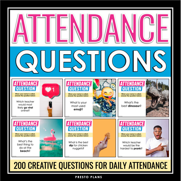 Attendance Questions - 200 Question of the Day Slides - Back to School Community