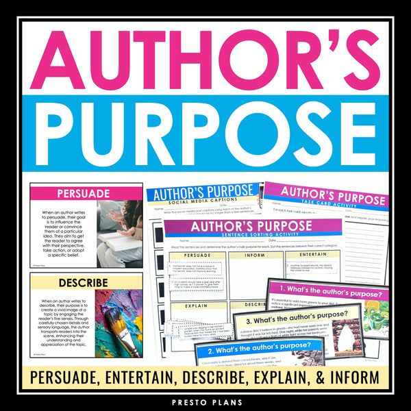 Author's Purpose Lesson - Presentation & Assignments for Author's Point of View
