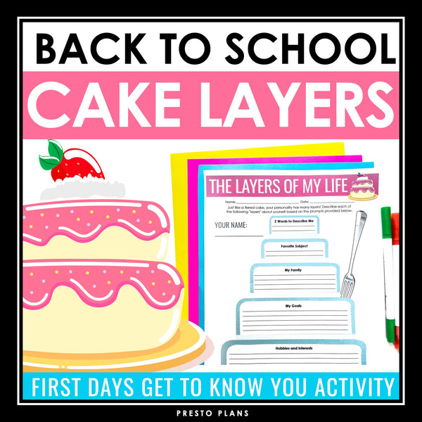 Back to School Activity - Cake Layers Get to Know You First Days Assignment