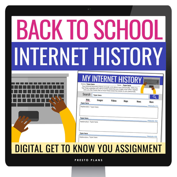Back to School Digital Activity - Internet History First Day Get to Know You