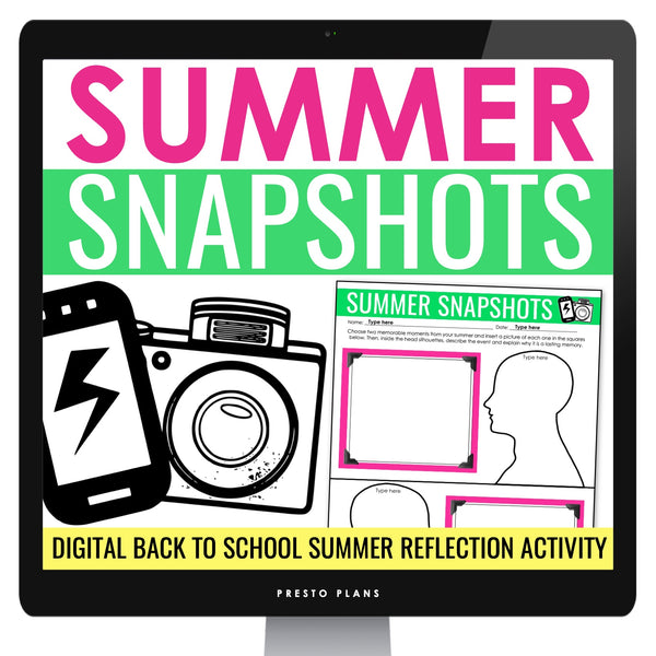 Back to School Activity - Summer Reflection Get to Know You Digital Assignment
