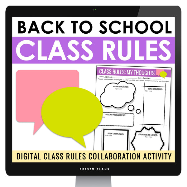 Back to School Rules Activity - Writing Class Rules Digital Assignment