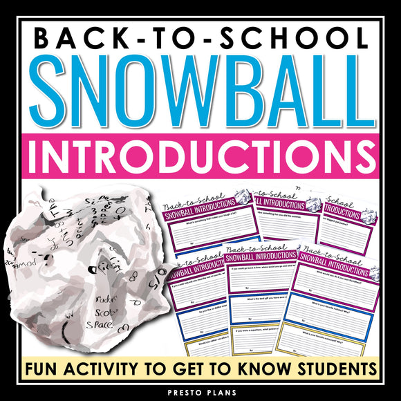 Back to School Activity First Day Icebreaker - Get to Know You Creative Activity