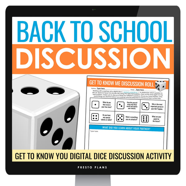 Back to School Activity - Discussion First Day Get to Know You Digital Game