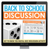 Back to School Activity - Discussion First Day Get to Know You Digital Game