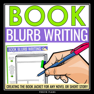 Novel Analysis Reading Assignment for any Text  - Book Jacket Blurb Writing
