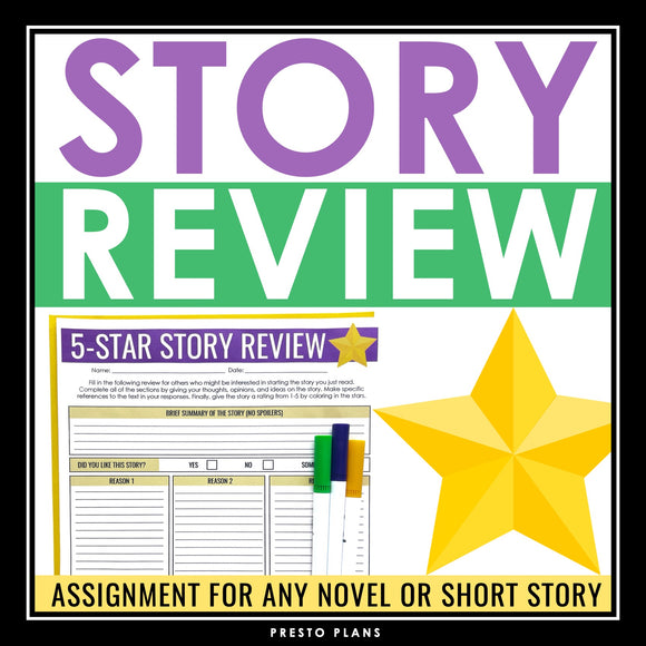 Book Review Assignment - Reading Response Activity for Any Short