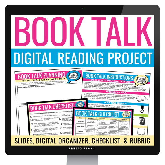 Book Talks - Independent Reading Response Assignment for Any Novel - Digital