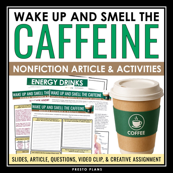 Nonfiction Reading Comprehension Article and Activities - Caffeine