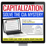 Capitalization Escape Room Punctuation Digital Activity, Google Slides, and Quiz