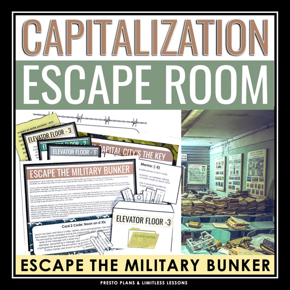 Capitalization Escape Room - Punctuation Breakout Activity Grammar Game