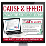 Cause and Effect Presentation & Nonfiction Escape Room Digital Reading Activity