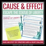 Cause and Effect Presentation & Nonfiction Escape Room Reading Activity