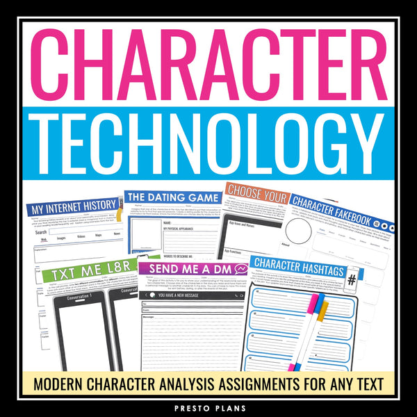 Character Analysis Assignments - Technology and Social Media Creative Activities