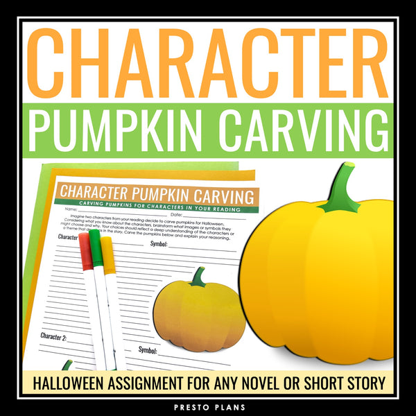 Halloween Character Analysis Novel or Short Story Assignment - Pumpkin Carving