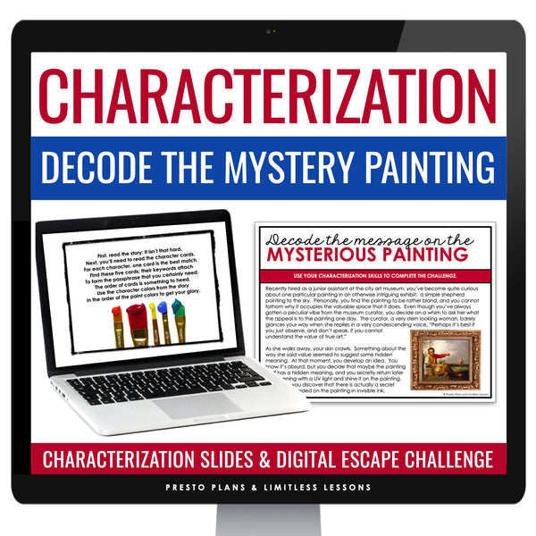 Character Types Steal Characterization Slides & Digital Reading Escape Activity