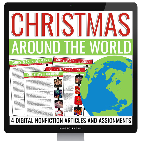 Christmas Around the World Reading Comprehension Nonfiction Assignments Digital