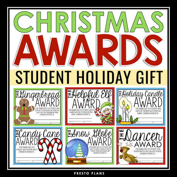 Christmas Awards - Holiday Student Awards Certificates - Christmas Gift